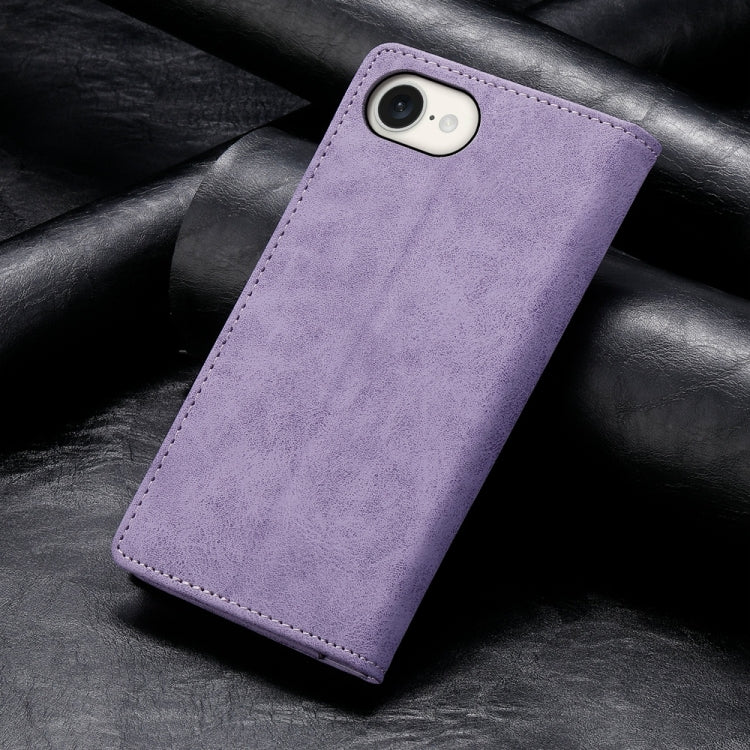 For iPhone 16e Business Solid Color Magnetic RFID Leather Phone Case(Purple) by buy2fix