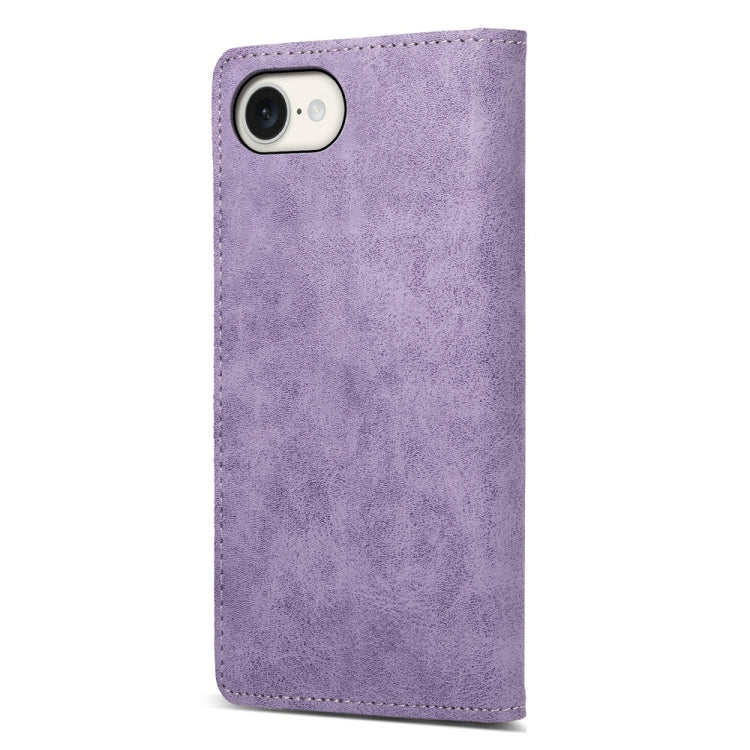 For iPhone 16e Business Solid Color Magnetic RFID Leather Phone Case(Purple) by buy2fix