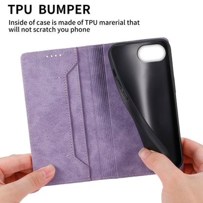 For iPhone 16e Business Solid Color Magnetic RFID Leather Phone Case(Purple) by buy2fix