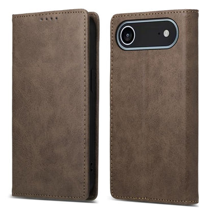 For iPhone Air Business Solid Color Magnetic RFID Leather Phone Case(Brown) - iPhone Air Cases by buy2fix | Online Shopping UK | buy2fix