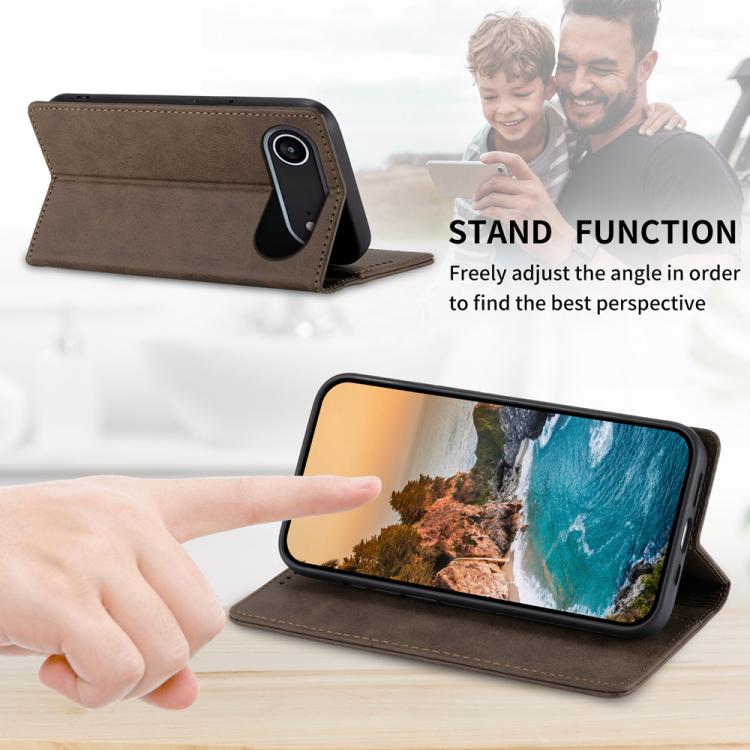 For iPhone Air Business Solid Color Magnetic RFID Leather Phone Case(Brown) - iPhone Air Cases by buy2fix | Online Shopping UK | buy2fix