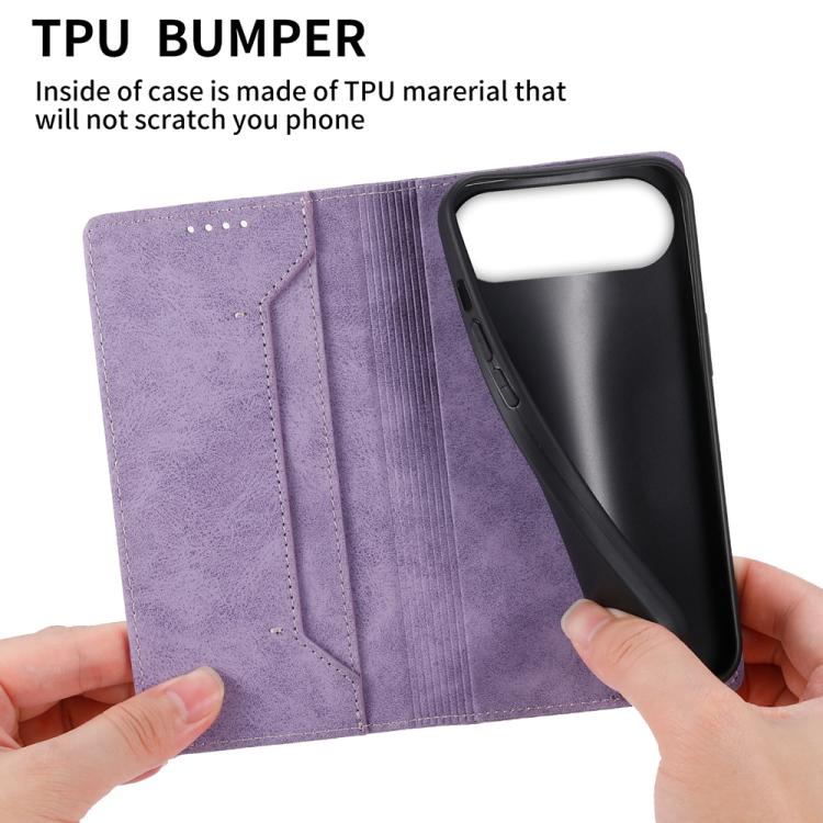 For iPhone Air Business Solid Color Magnetic RFID Leather Phone Case(Purple) - iPhone Air Cases by buy2fix | Online Shopping UK | buy2fix
