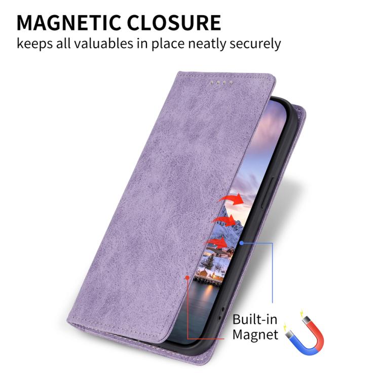 For iPhone Air Business Solid Color Magnetic RFID Leather Phone Case(Purple) - iPhone Air Cases by buy2fix | Online Shopping UK | buy2fix
