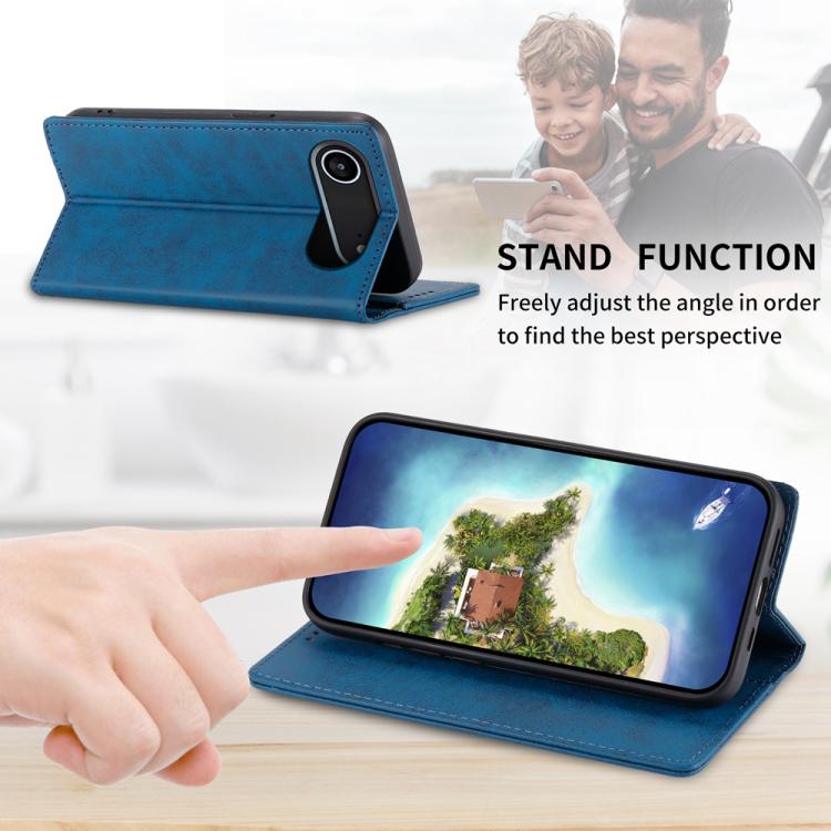 For iPhone Air Business Solid Color Magnetic RFID Leather Phone Case(Blue) - iPhone Air Cases by buy2fix | Online Shopping UK | buy2fix