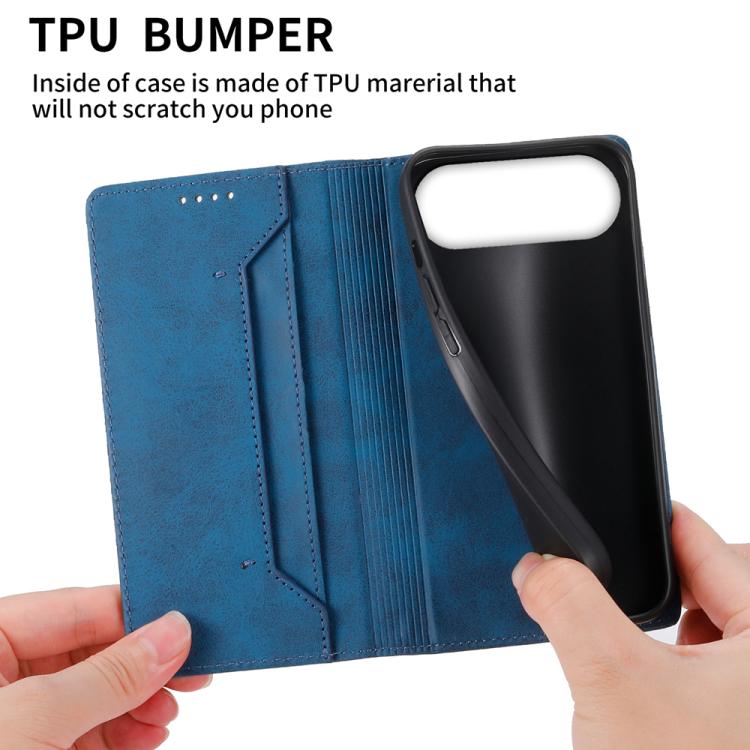 For iPhone Air Business Solid Color Magnetic RFID Leather Phone Case(Blue) - iPhone Air Cases by buy2fix | Online Shopping UK | buy2fix