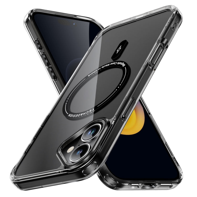 For iPhone 16 Airbag Magsafe PC Hybrid TPU Phone Case(Clear Black) by buy2fix