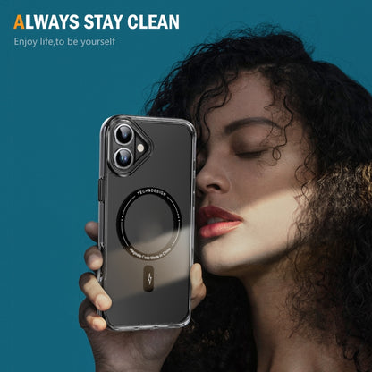 For iPhone 16 Airbag Magsafe PC Hybrid TPU Phone Case(Clear Black) by buy2fix