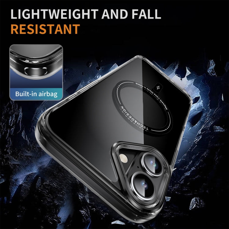 For iPhone 16 Airbag Magsafe PC Hybrid TPU Phone Case(Clear Black) by buy2fix