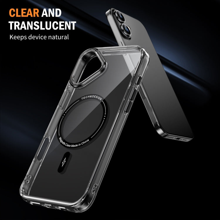 For iPhone 16 Airbag Magsafe PC Hybrid TPU Phone Case(Clear Black) by buy2fix