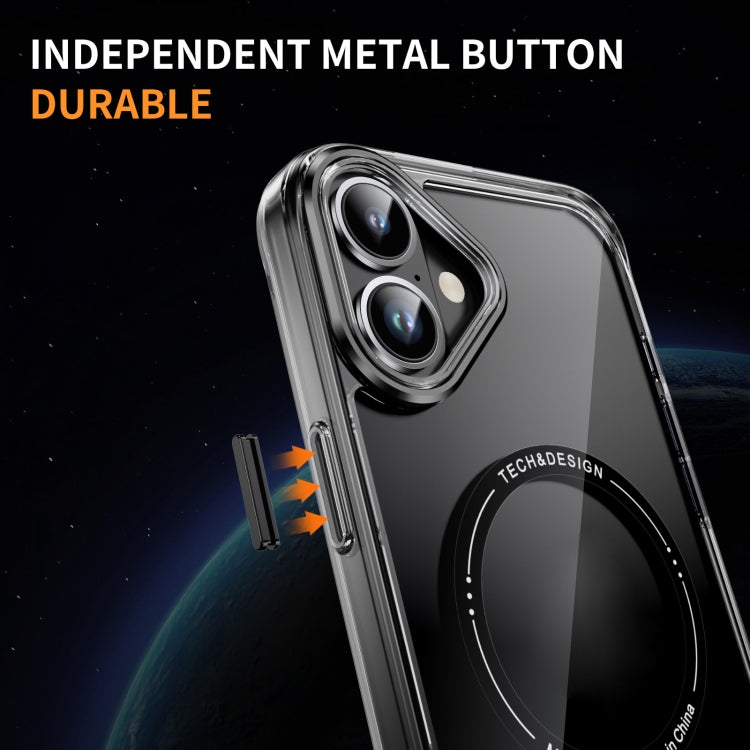 For iPhone 16 Airbag Magsafe PC Hybrid TPU Phone Case(Clear Black) by buy2fix