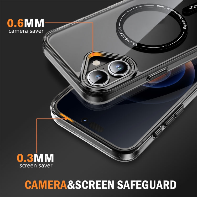 For iPhone 16 Airbag Magsafe PC Hybrid TPU Phone Case(Clear Black) by buy2fix