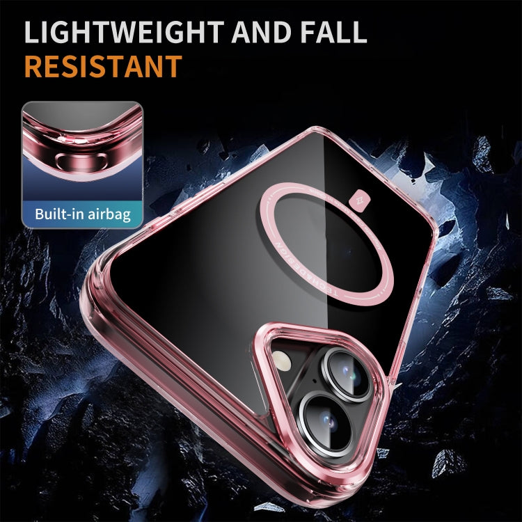 For iPhone 16 Airbag Magsafe PC Hybrid TPU Phone Case(Clear Pink) by buy2fix