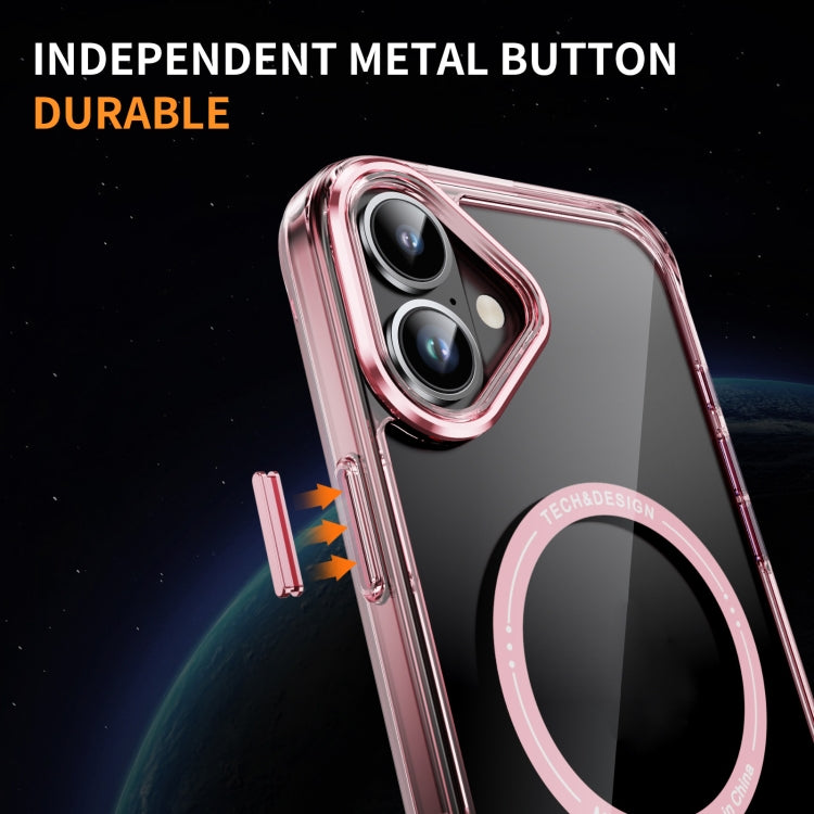 For iPhone 16 Airbag Magsafe PC Hybrid TPU Phone Case(Clear Pink) by buy2fix