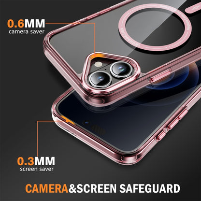 For iPhone 16 Airbag Magsafe PC Hybrid TPU Phone Case(Clear Pink) by buy2fix