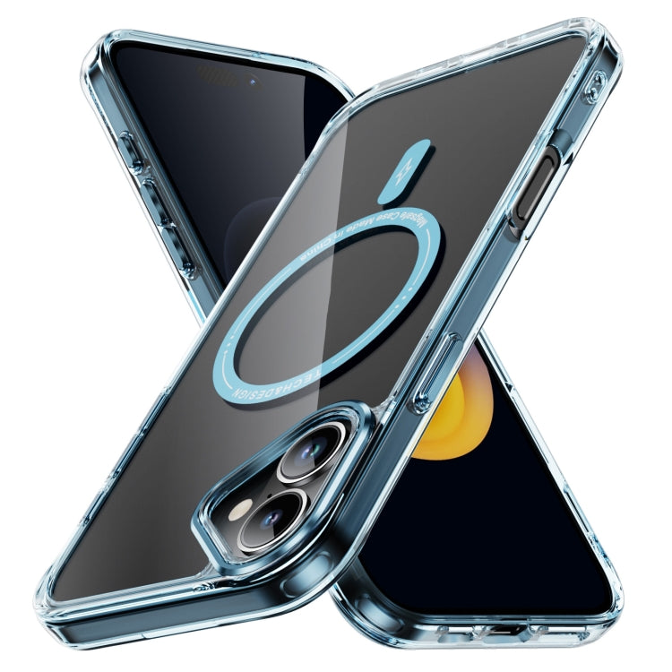 For iPhone 16 Airbag Magsafe PC Hybrid TPU Phone Case(Clear Blue) by buy2fix