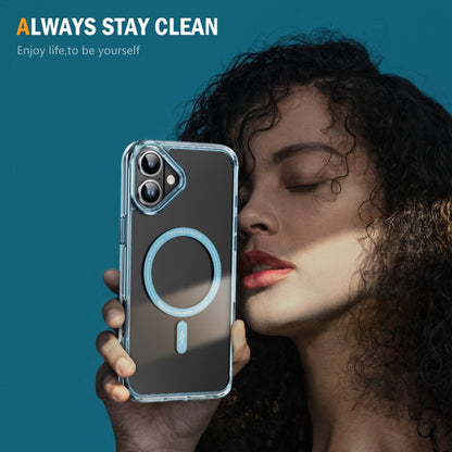 For iPhone 16 Airbag Magsafe PC Hybrid TPU Phone Case(Clear Blue) by buy2fix