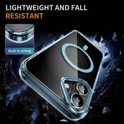 For iPhone 16 Airbag Magsafe PC Hybrid TPU Phone Case(Clear Blue) by buy2fix