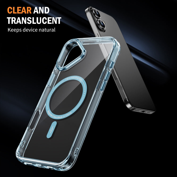 For iPhone 16 Airbag Magsafe PC Hybrid TPU Phone Case(Clear Blue) by buy2fix