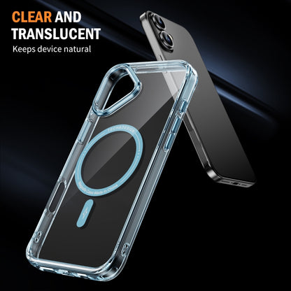 For iPhone 16 Airbag Magsafe PC Hybrid TPU Phone Case(Clear Blue) by buy2fix