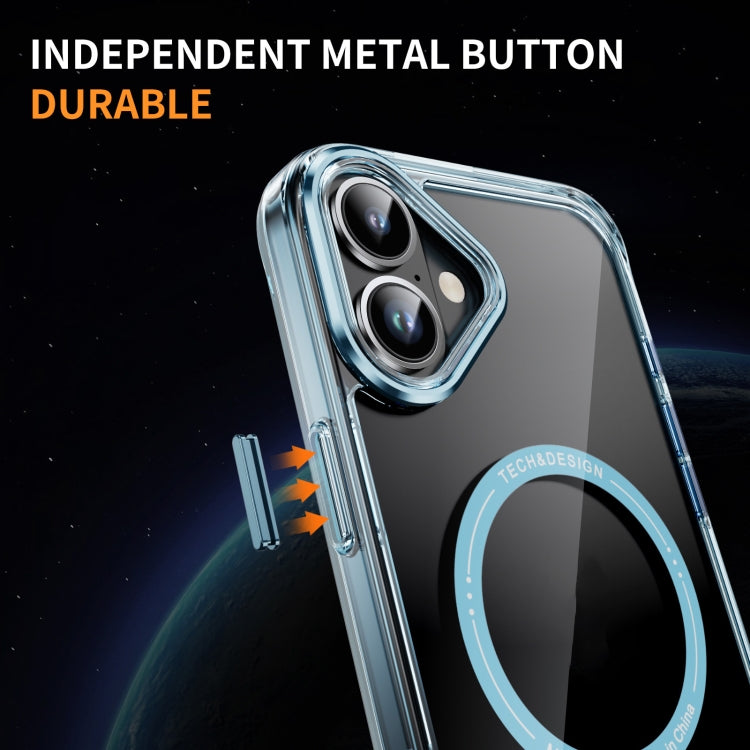 For iPhone 16 Airbag Magsafe PC Hybrid TPU Phone Case(Clear Blue) by buy2fix