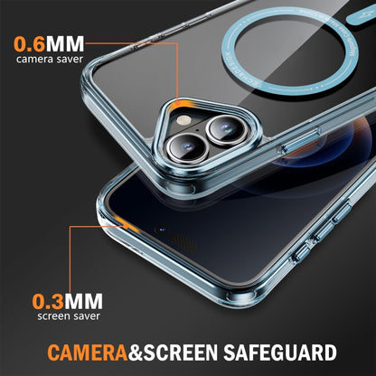 For iPhone 16 Airbag Magsafe PC Hybrid TPU Phone Case(Clear Blue) by buy2fix