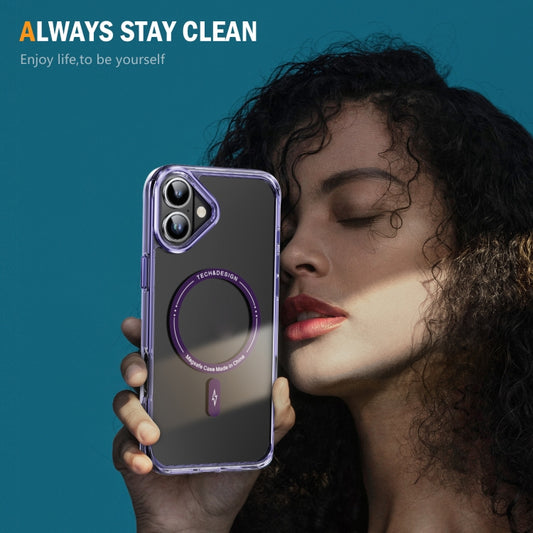 For iPhone 16 Airbag Magsafe PC Hybrid TPU Phone Case(Clear Purple) by buy2fix