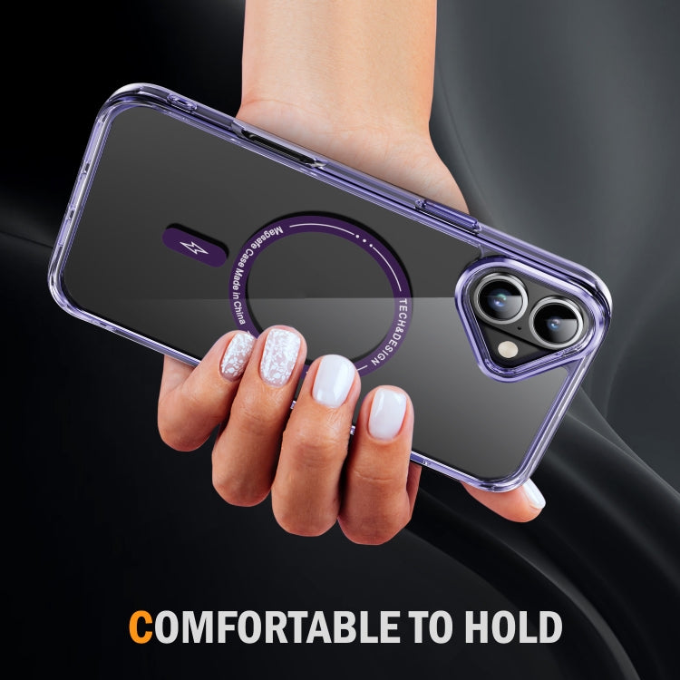 For iPhone 16 Airbag Magsafe PC Hybrid TPU Phone Case(Clear Purple) by buy2fix