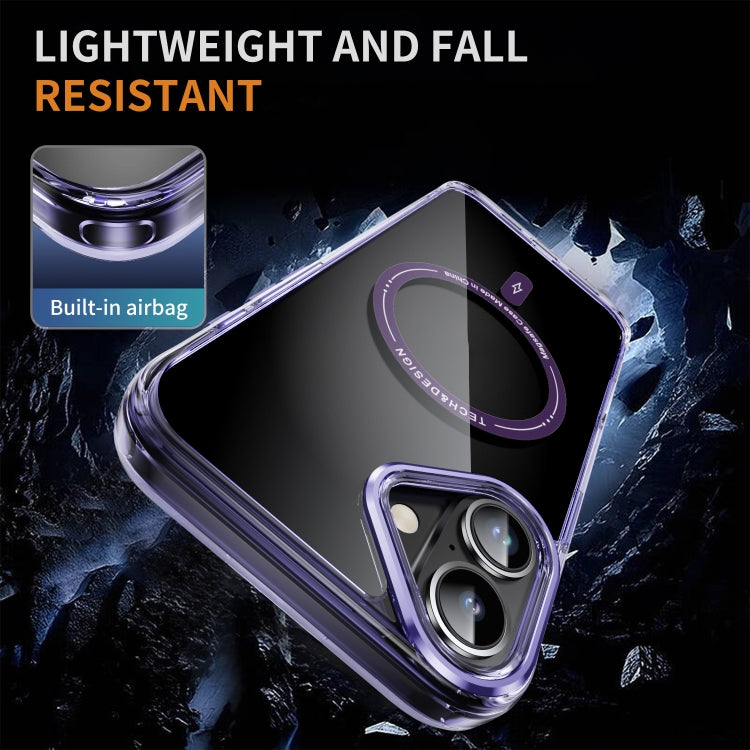 For iPhone 16 Airbag Magsafe PC Hybrid TPU Phone Case(Clear Purple) by buy2fix
