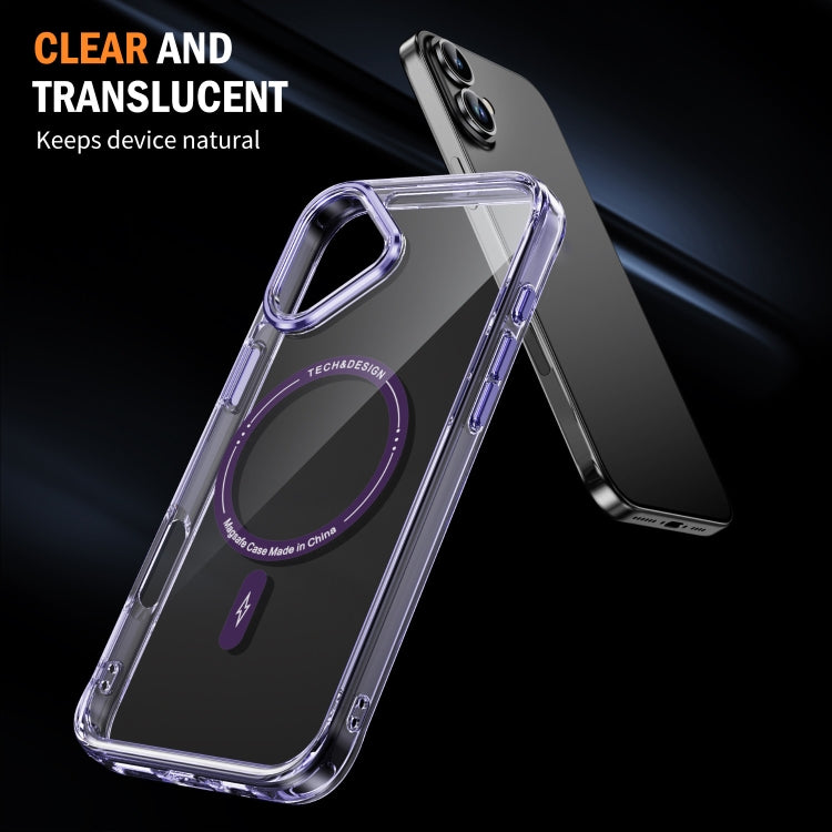 For iPhone 16 Airbag Magsafe PC Hybrid TPU Phone Case(Clear Purple) by buy2fix