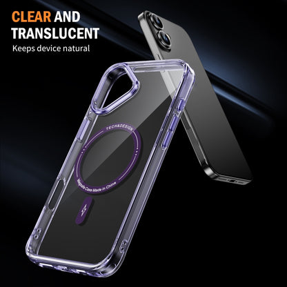 For iPhone 16 Airbag Magsafe PC Hybrid TPU Phone Case(Clear Purple) by buy2fix