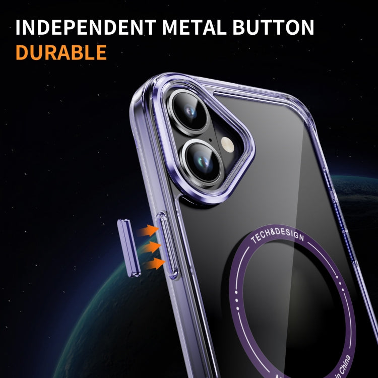 For iPhone 16 Airbag Magsafe PC Hybrid TPU Phone Case(Clear Purple) by buy2fix