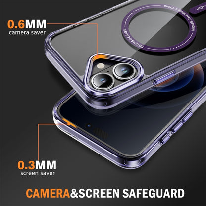 For iPhone 16 Airbag Magsafe PC Hybrid TPU Phone Case(Clear Purple) by buy2fix