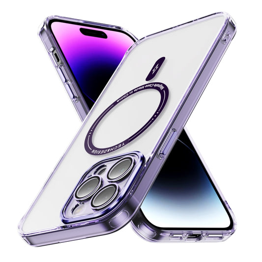 For iPhone 13 Pro Max Airbag Magsafe PC Hybrid TPU Phone Case(Clear Purple) by buy2fix