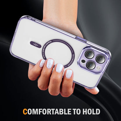 For iPhone 13 Pro Max Airbag Magsafe PC Hybrid TPU Phone Case(Clear Purple) by buy2fix