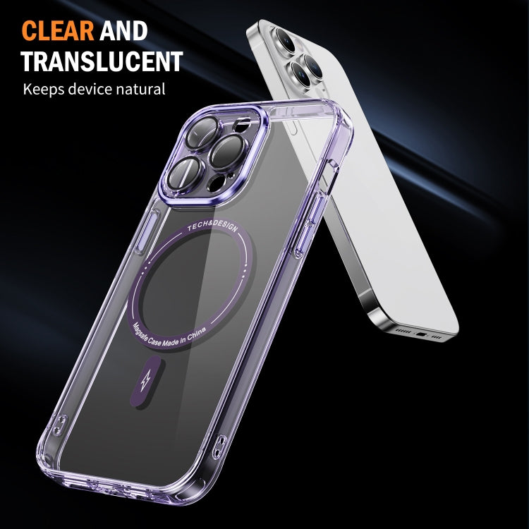 For iPhone 13 Pro Max Airbag Magsafe PC Hybrid TPU Phone Case(Clear Purple) by buy2fix