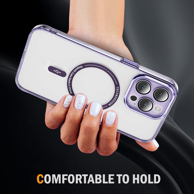 For iPhone 12 Pro Max Airbag Magsafe PC Hybrid TPU Phone Case(Clear Purple) by buy2fix