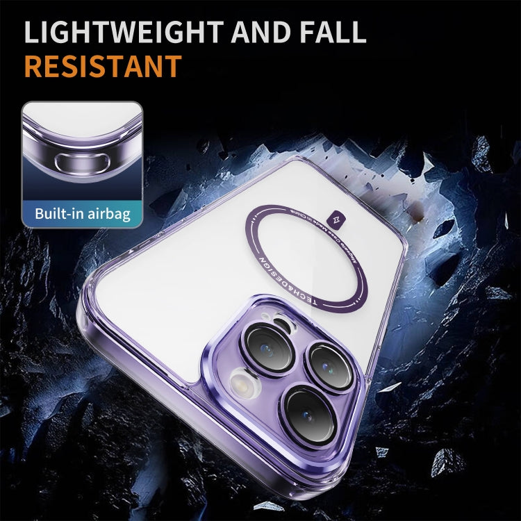 For iPhone 12 Pro Max Airbag Magsafe PC Hybrid TPU Phone Case(Clear Purple) by buy2fix