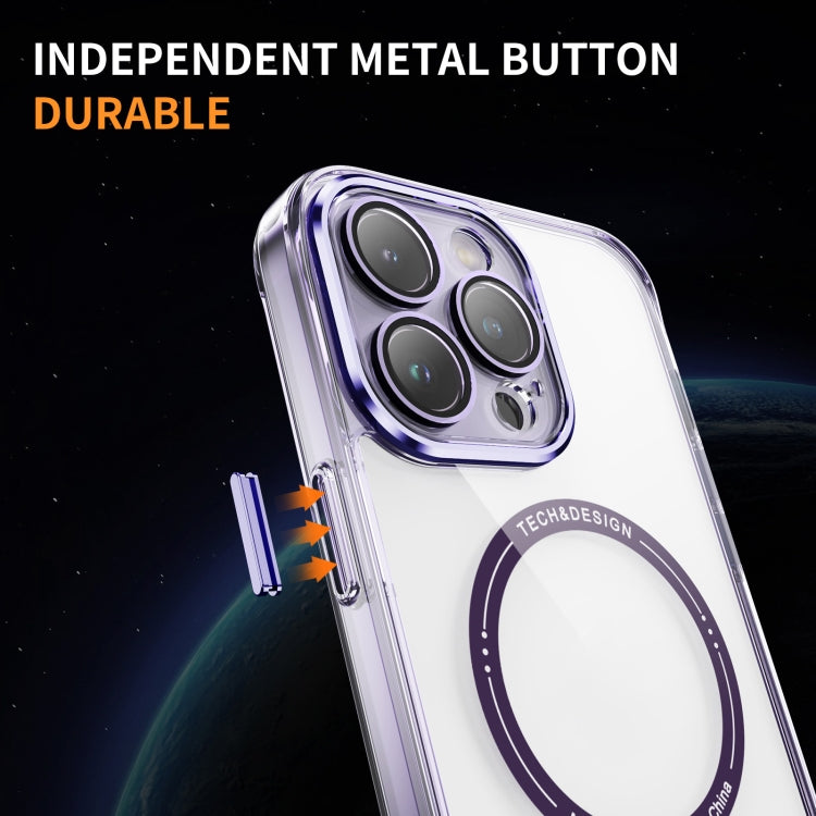 For iPhone 12 Pro Max Airbag Magsafe PC Hybrid TPU Phone Case(Clear Purple) by buy2fix