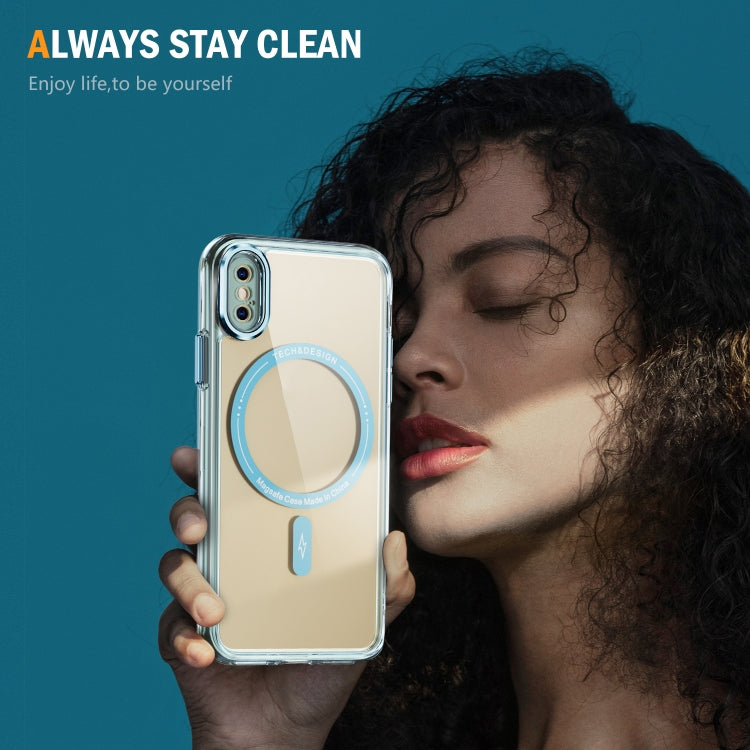 For iPhone XS Max Airbag Magsafe PC Hybrid TPU Phone Case(Clear Blue) by buy2fix