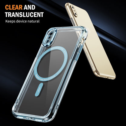 For iPhone XS Max Airbag Magsafe PC Hybrid TPU Phone Case(Clear Blue) by buy2fix