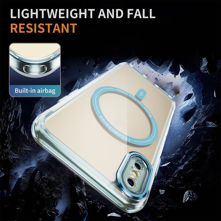 For iPhone XS Max Airbag Magsafe PC Hybrid TPU Phone Case(Clear Blue) by buy2fix