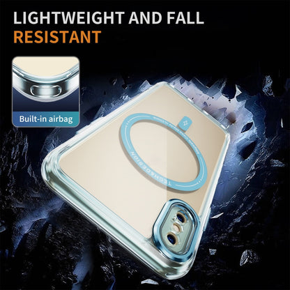 For iPhone XS Max Airbag Magsafe PC Hybrid TPU Phone Case(Clear Blue) by buy2fix