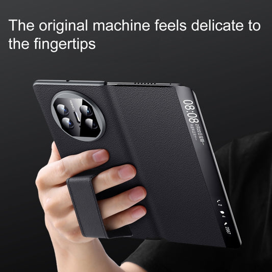 For Huawei Mate X5 / X3 SULADA Smart Series Wristband Holder Smart View Window Genuine Leather Phone Case(Brown) - Huawei Cases by SULADA | Online Shopping UK | buy2fix