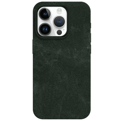 For iPhone 13 Pro Skin Feel Denim Leather MagSafe Phone Case(Army Green) by buy2fix
