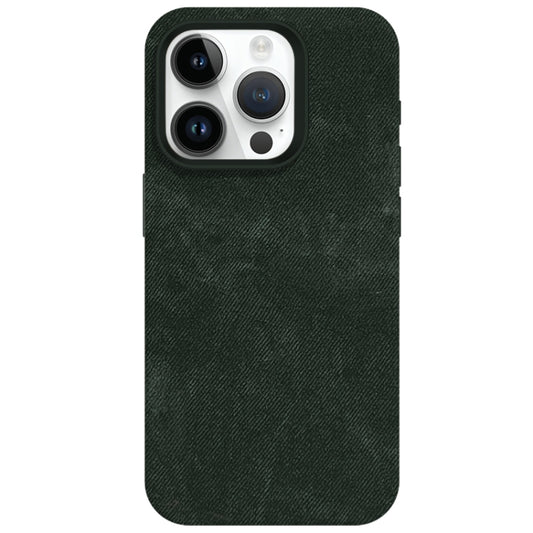 For iPhone 13 Pro Skin Feel Denim Leather MagSafe Phone Case(Army Green) by buy2fix