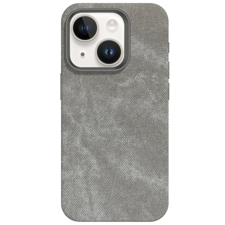 For iPhone 13 Skin Feel Denim Leather MagSafe Phone Case(Grey) by buy2fix