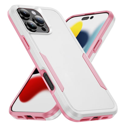 For iPhone 16 Pro Max Pioneer Armor Heavy Duty PC + TPU Phone Case(White+Pink) by buy2fix