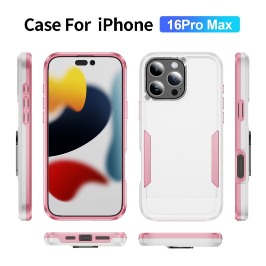 For iPhone 16 Pro Max Pioneer Armor Heavy Duty PC + TPU Phone Case(White+Pink) by buy2fix