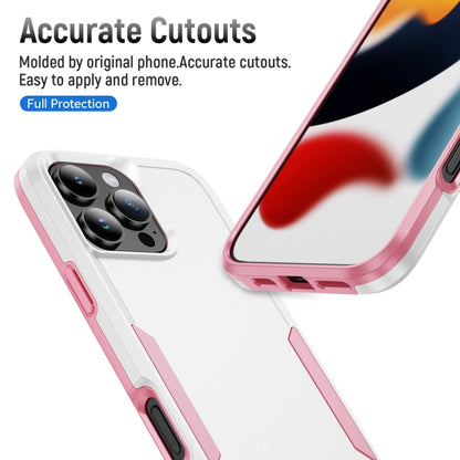For iPhone 16 Pro Max Pioneer Armor Heavy Duty PC + TPU Phone Case(White+Pink) by buy2fix