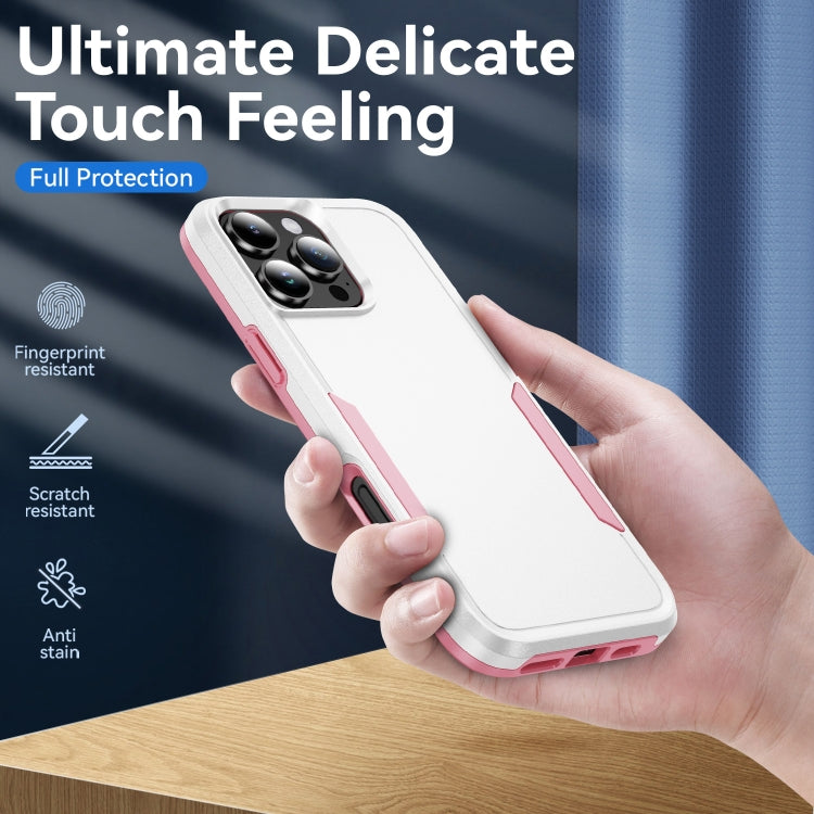 For iPhone 16 Pro Max Pioneer Armor Heavy Duty PC + TPU Phone Case(White+Pink) by buy2fix